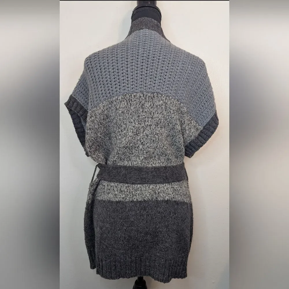 Theory Dena Gray Minimalist Quiet Luxury Cozycore Knit Cardigan Alpaca Sweater L